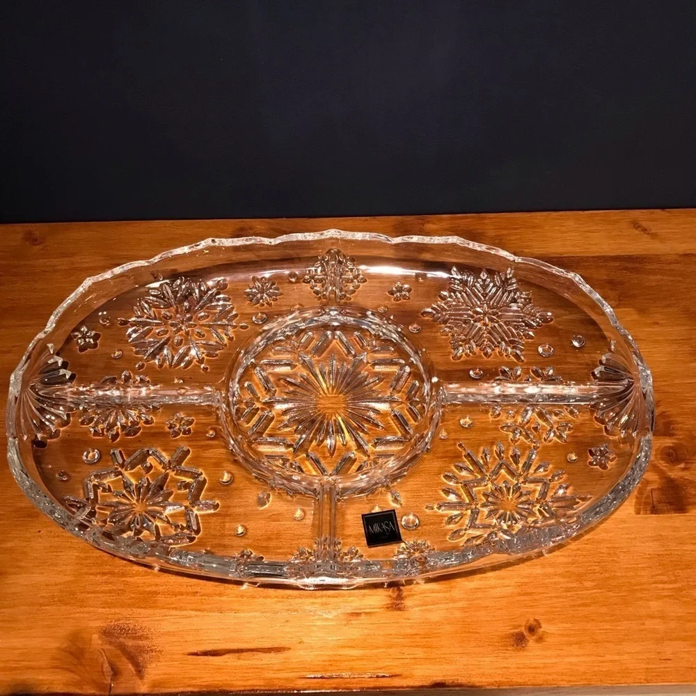 Mikasa Crystal Divided Holiday Platter